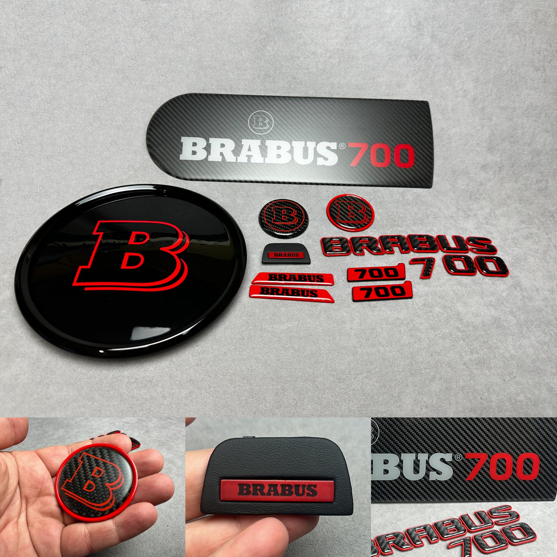 "Brabus 700 red emblem badge set carbon plastic metal for Mercedes G-Wagon W463A W465