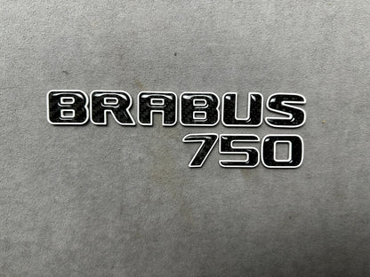 Brabus 750 white metallic emblem badge with carbon accents for AMG Mercedes SL 63 trunk, premium quality and easy installation