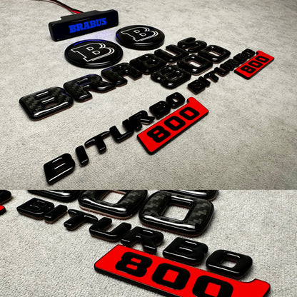 Brabus 800 Biturbo carbon metal emblems badges set for Mercedes GT