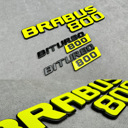 Brabus 800 Biturbo lime green metallic rear trunk emblem badge for Mercedes, sleek design and easy installation