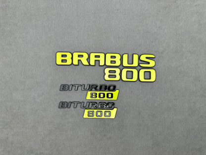 Brabus 800 Biturbo lime green metallic rear trunk emblem badge for Mercedes, sleek design and easy installation