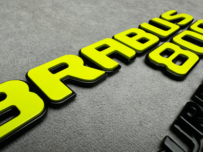 Brabus 800 Biturbo lime green metallic rear trunk emblem badge for Mercedes, sleek design and easy installation