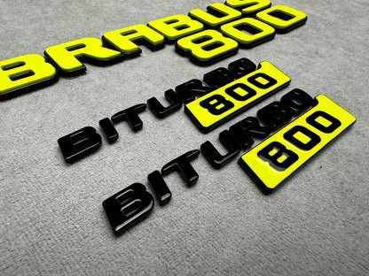 Brabus 800 Biturbo lime green metallic rear trunk emblem badge for Mercedes, sleek design and easy installation
