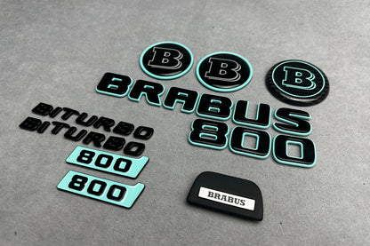 Brabus 800 Biturbo Tiffany Blue Metal Emblem Badge Set for Mercedes GT – premium quality exterior upgrade