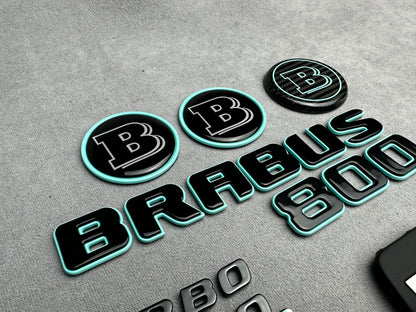 Brabus 800 Biturbo Tiffany Blue Metal Emblem Badge Set for Mercedes GT – premium quality exterior upgrade