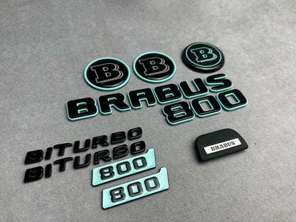 Brabus 800 Biturbo Tiffany Blue Metal Emblem Badge Set for Mercedes GT – premium quality exterior upgrade