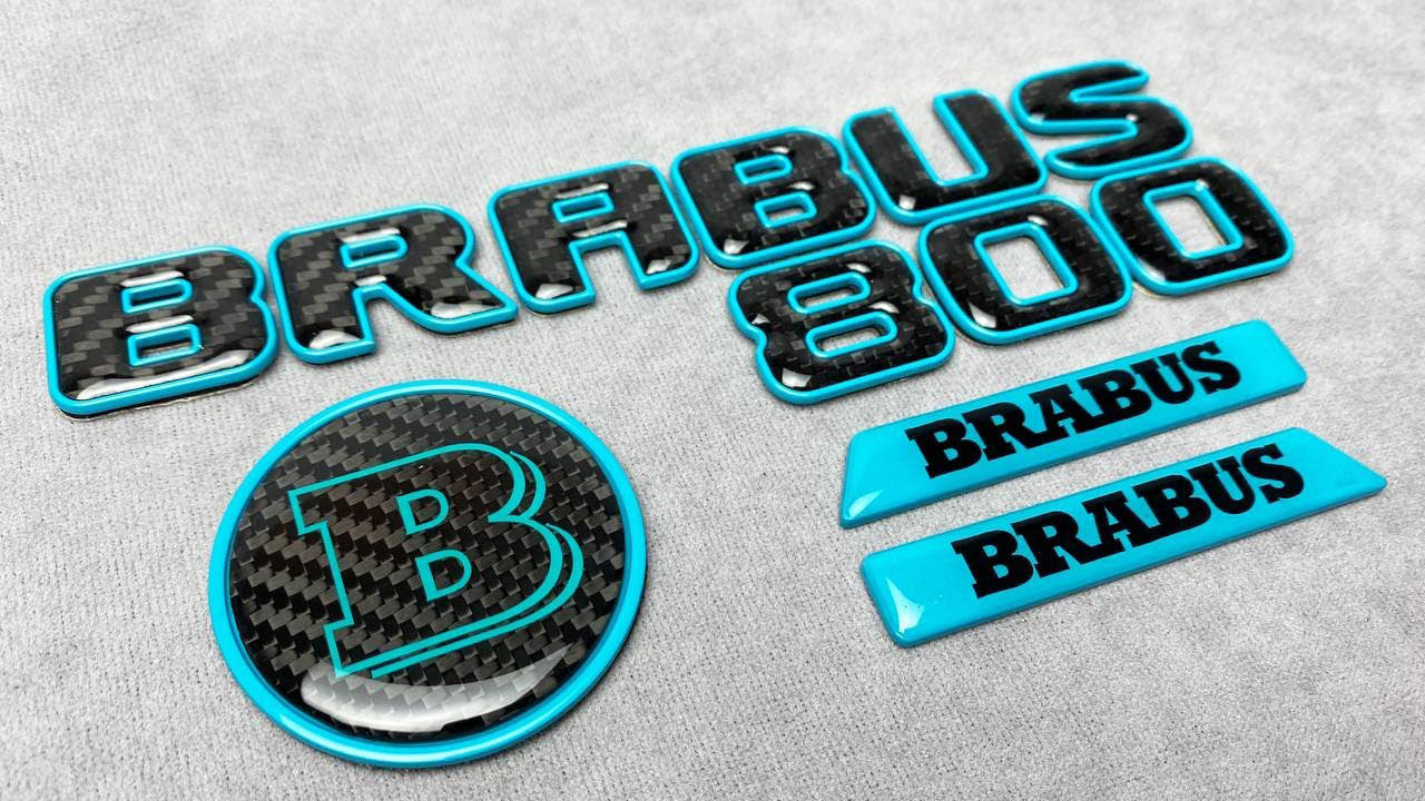 Brabus 800 Blue Metal with Carbon Emblem Badge Set for Mercedes G-Wagon W463A – premium quality exterior upgrade