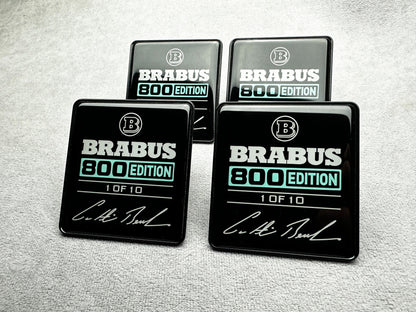 Set of 4 Brabus 800 Edition seat emblems in Tiffany blue for a luxury Mercedes interior upgrade
