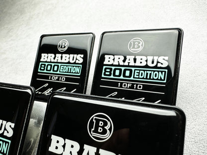 Exclusive Brabus 800 Edition seat emblems in Tiffany blue for a high-performance Mercedes look