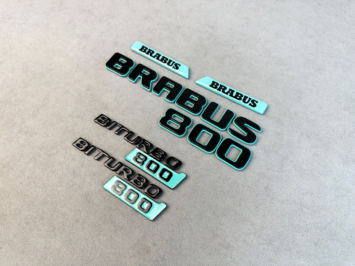 Biturbo 800 fender emblems in gloss black and Tiffany Blue