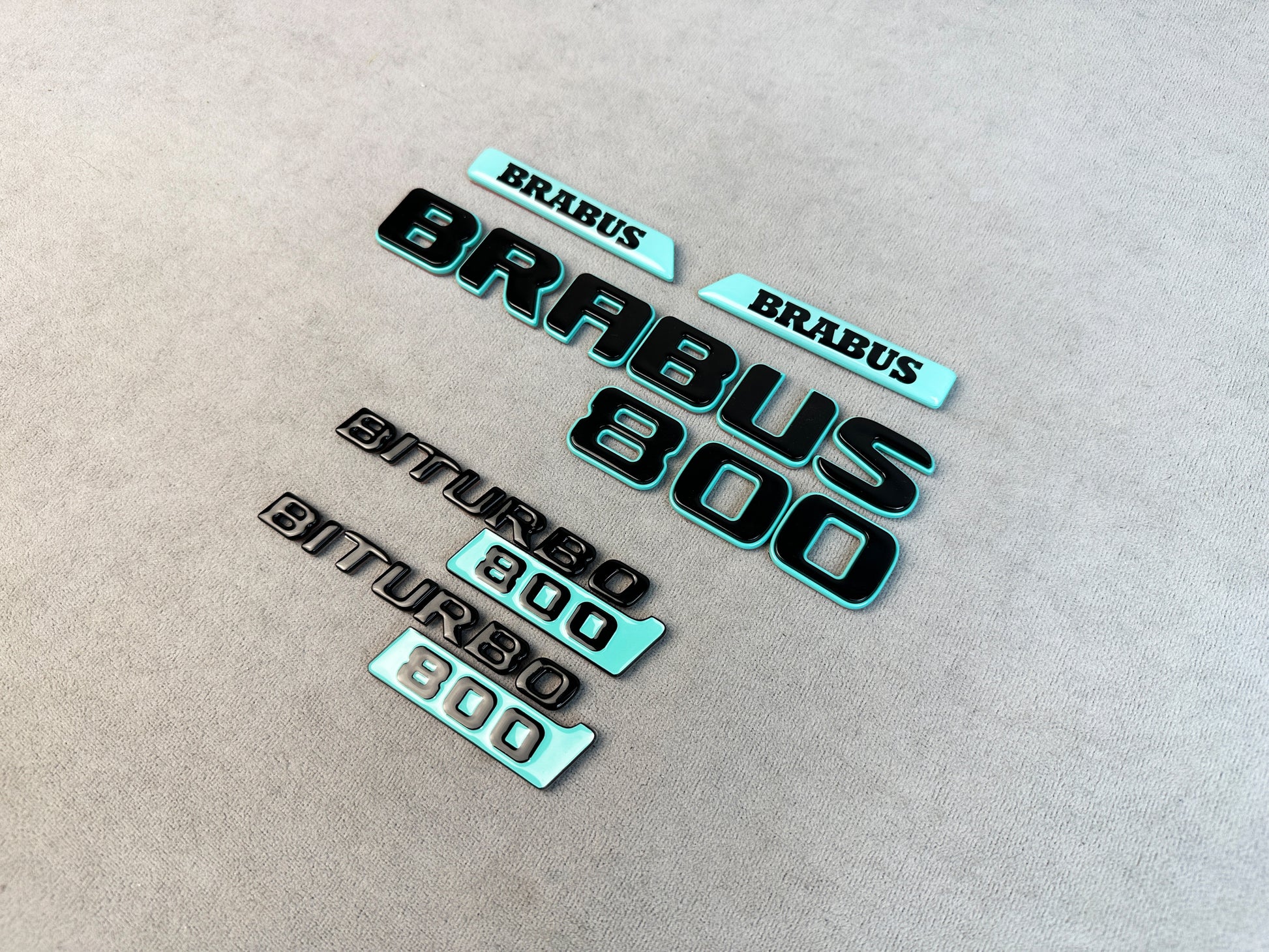 Biturbo 800 fender emblems in gloss black and Tiffany Blue