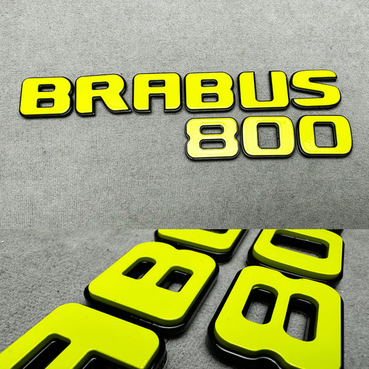 Brabus 800 lime green metallic rear trunk emblem badge for Mercedes, premium finish and easy installation