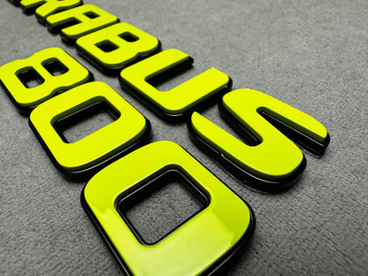 Brabus 800 lime green metallic rear trunk emblem badge for Mercedes, premium finish and easy installation