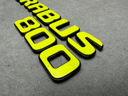 Brabus 800 lime green metallic rear trunk emblem badge for Mercedes, premium finish and easy installation