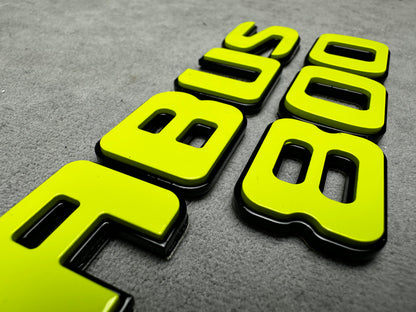 Brabus 800 lime green metallic rear trunk emblem badge for Mercedes, premium finish and easy installation