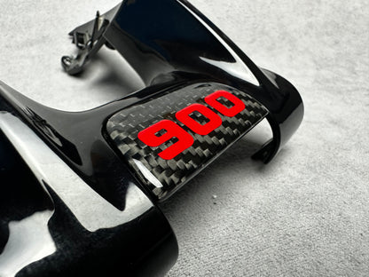 Brabus 900 flat carbon emblem for Mercedes GT interior, highlighting the premium quality and sleek design