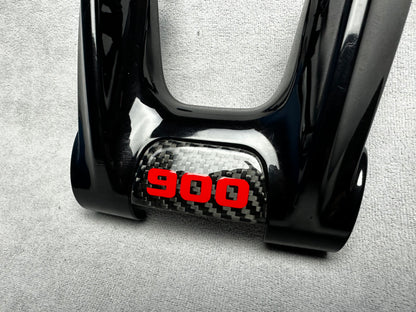 Brabus 900 full carbon fiber interior steering wheel emblem for Mercedes GLE, showcasing lightweight strength