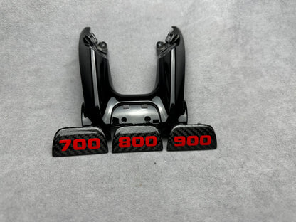 Brabus 900 steering wheel emblem badge for Mercedes S-Class, with a high-performance carbon fiber finish