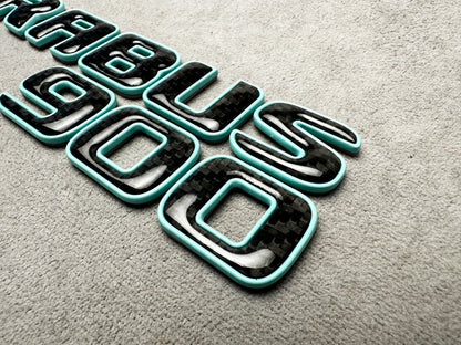 Brabus 900 Tiffany Blue Trunk Emblem Badge – Mercedes Upgrade – Premium metal and carbon fiber badge for Mercedes trunk, featuring a bold Tiffany blue finish