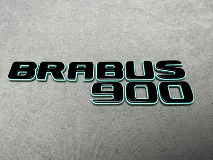 Brabus 900 Tiffany blue metallic emblem badge with black accents for Mercedes rear trunk, premium quality, easy installation