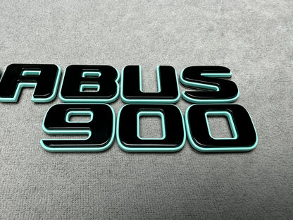 Brabus 900 Tiffany blue metallic emblem badge with black accents for Mercedes rear trunk, premium quality, easy installation