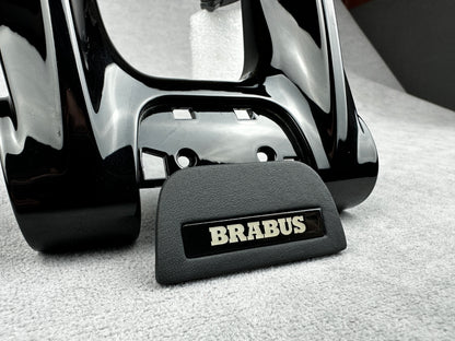 Mercedes-Benz Brabus Black Leather Steering Wheel Emblem with Black Plastic Badge for High-Performance Style