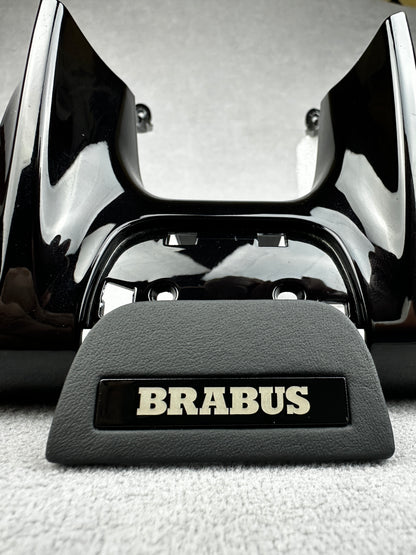 Brabus Black Leather Steering Wheel Badge with Black Plastic Insert – Perfect for Mercedes G-Wagon, GT, S-Class, GLE, GLS