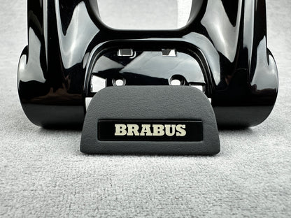 Luxury Brabus Black Leather Steering Wheel Emblem for Mercedes-Benz Interior Upgrade