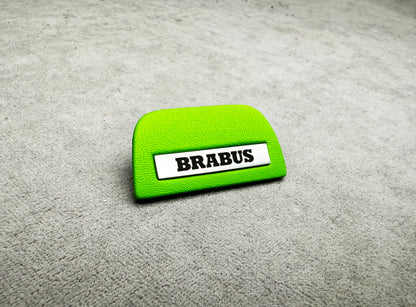 Premium Brabus green steering wheel badge with leather and metal details