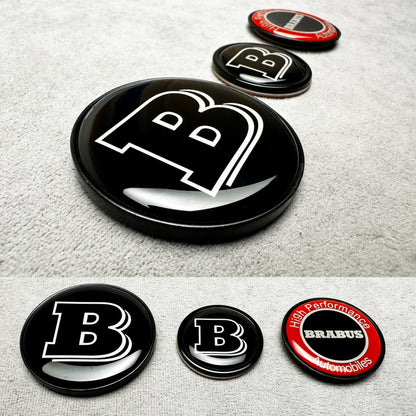 Brabus black and red high performance emblem set for Mercedes W223 AMG Line