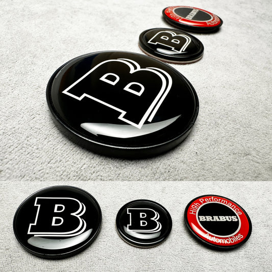 Brabus black and red high performance emblem set for Mercedes W223 AMG Line