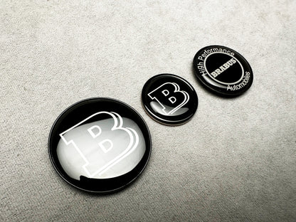 Stylish Brabus high performance emblem set in black for Mercedes S-Class