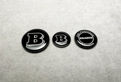 Mercedes W223 AMG Line with Brabus black emblem badge set installed