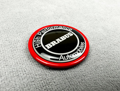 Brabus bold red high performance emblem installed on Mercedes W223 AMG Line