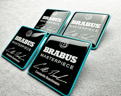 Set of 4 Brabus Masterpiece seat emblems for a luxury Mercedes interior upgrade