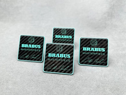 High-quality carbon fiber Brabus Masterpiece seat emblems with rear bracket fangs
