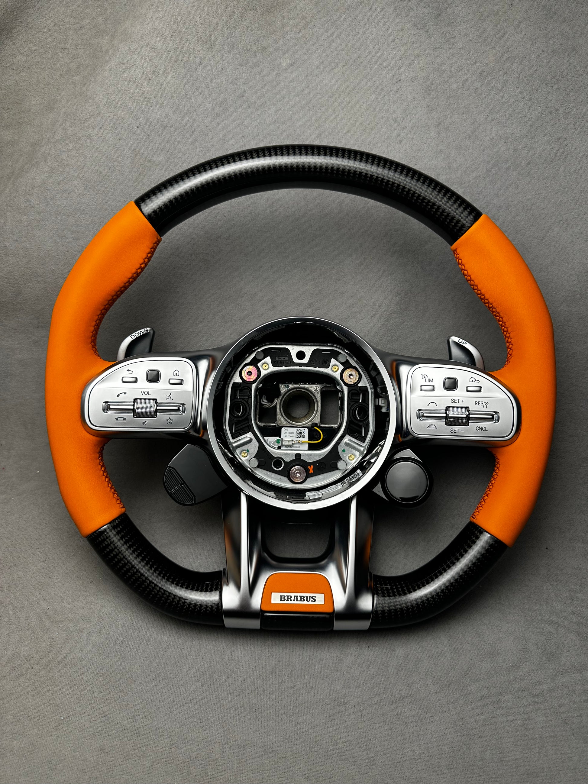 Premium Brabus Orange leather interior badge for Mercedes customization