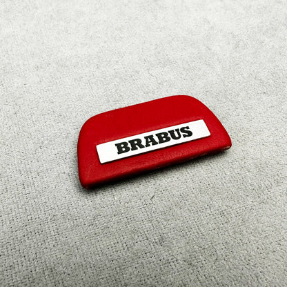 Luxury Brabus Red Leather Steering Wheel Emblem for Mercedes-Benz Interior Upgrade