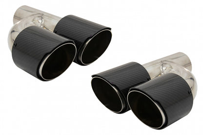 Carbon Fiber Exhaust Muffler Tips polished look, universal fit with 6.3 cm inlet