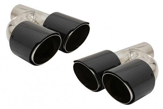 Carbon Fiber Exhaust Muffler Tips polished look, universal fit with 6.3 cm inlet