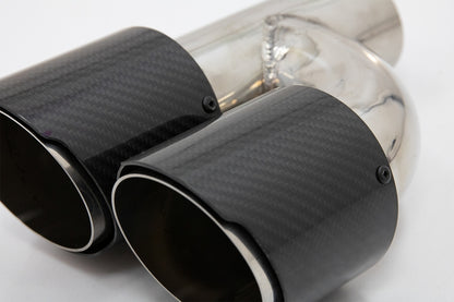 Carbon Fiber Exhaust Muffler Tips polished look, universal fit with 6.3 cm inlet
