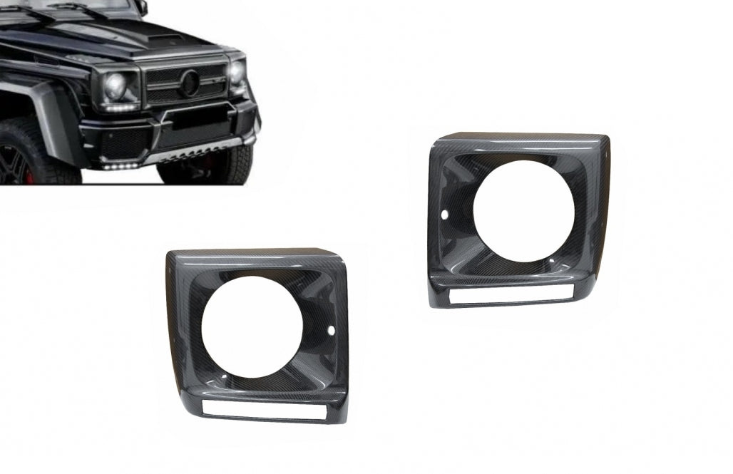 Carbon Fiber Headlight Covers G65 Design for Mercedes G-Class W463 (1989–2018)
