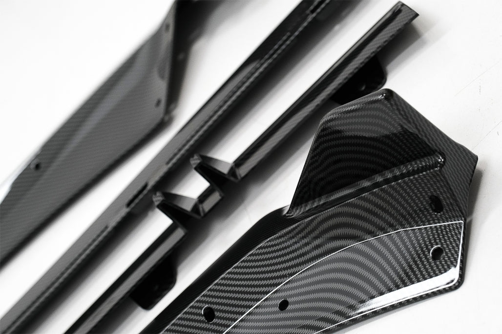 Carbon Look Front Bumper Spoiler Lip Add-On for Audi A4 B9 8W S-Line (2016–2018)