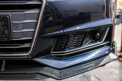 Carbon Look Front Bumper Spoiler Lip Add-On for Audi A4 B9 8W S-Line (2016–2018)