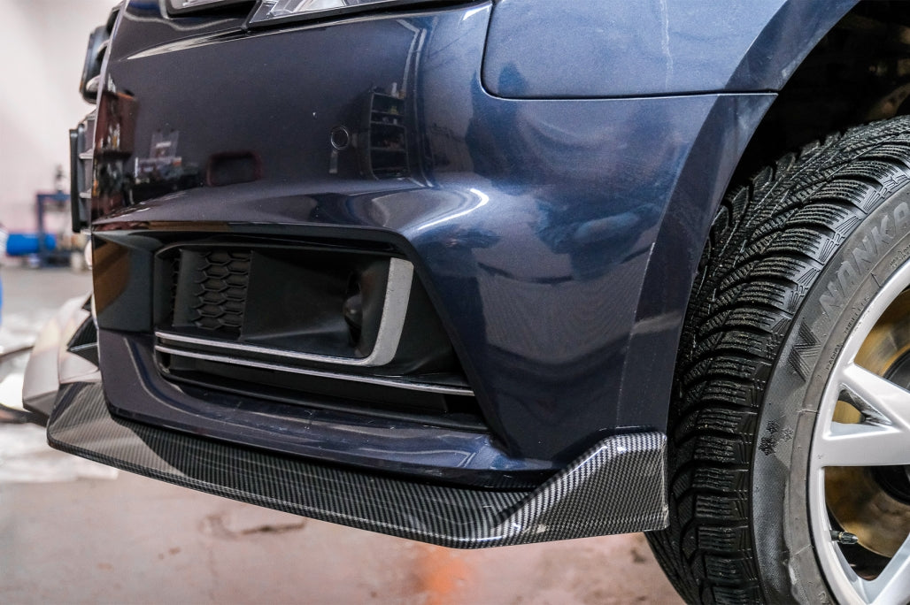Carbon Look Front Bumper Spoiler Lip Add-On for Audi A4 B9 8W S-Line (2016–2018)