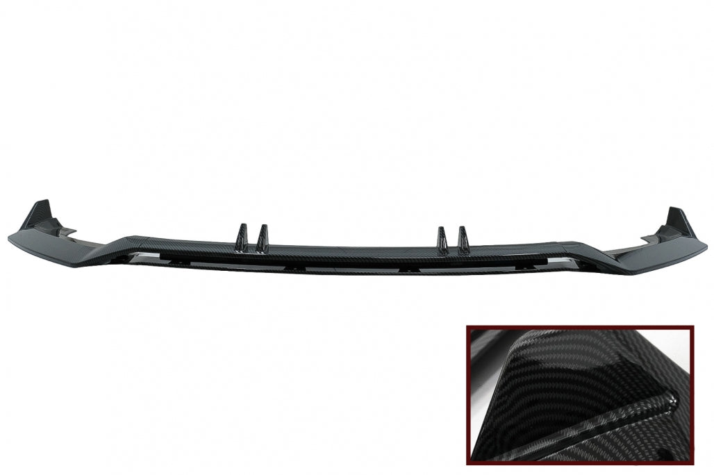 Carbon Look Front Bumper Spoiler Lip Add-On for Audi A4 B9 8W S-Line (2016–2018)
