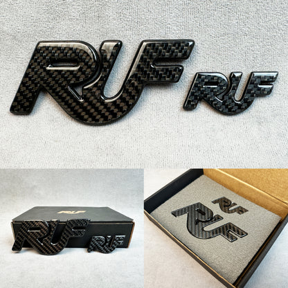 Solid carbon RUF emblem badge for Porsche 911 Turbo