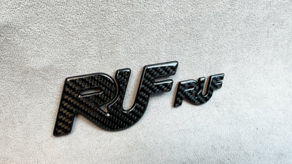 RUF emblem Porsche 964 with solid carbon texture