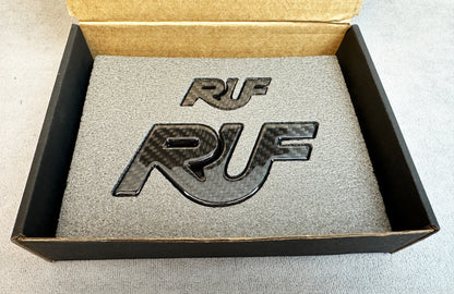 Installed RUF carbon emblem on Porsche 997 trunk