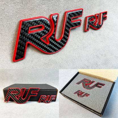 RUF carbon with red metal emblem badge for Porsche 911 Turbo